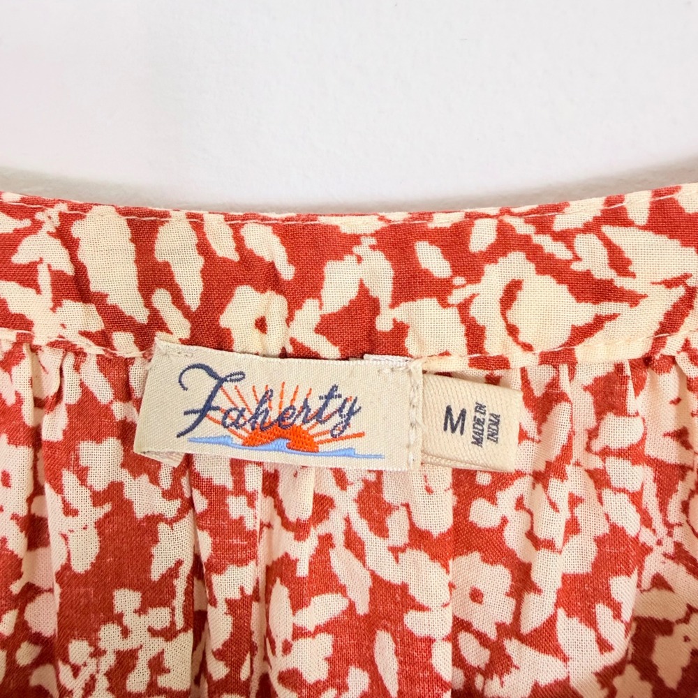 Faherty Carmel Floral Organic Cotton Midi Button Front Shirtdress Medium Coastal - Picture 10 of 12